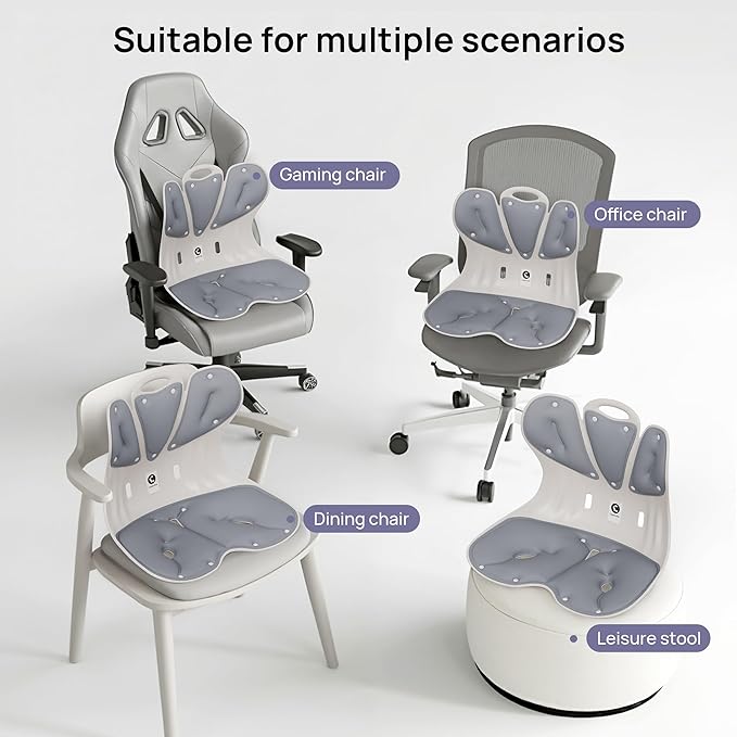 CabSupport Lumbar Support for Office Chair M5 Plus – Ergonomic Support Seat for Posture Correction and Lower Back Pain Relief – Extra Wide & Sturdy, Washable Pads for Office, Home, Car & Floor Sitting