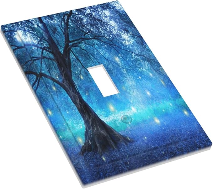 Light Switch Cover Fantasy Fairy Tree In Mystic Forest 1 Gang Wall Plate Cover Single Toggle Outlet Covers Decorative Switchplate Electrical Faceplate for Bathroom Bedroom Decor