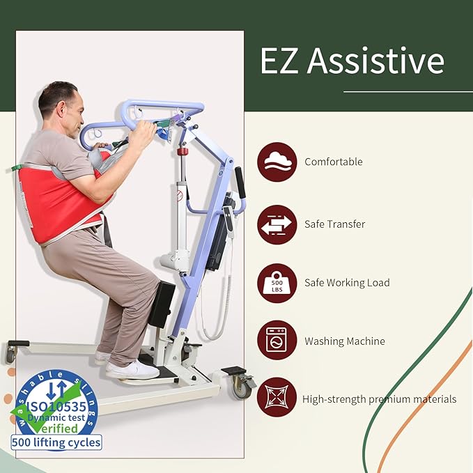 Sit to Stand Lift Patient Aid Padded Sling and Stand Assist with Back Support,Patient Lift Sling Works with Most Mobility Aids & Equipment (Medium-Red)