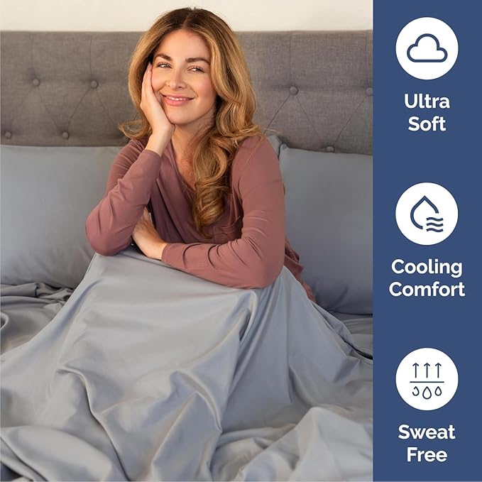 Queen 6 Piece Sheet Set - Cooling & Breathable Bed Sheets - Hotel Luxury Bed Sheets for Women, Men, Kids & Teens - Bedding w/Deep Pockets & Easy Fit - Soft & Wrinkle Free - Queen Steel Blue Sheets