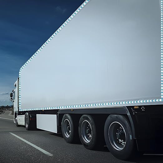 Reflective Tape Blue and White 2 inch X 66 feet, Outdoor Waterproof Hazard Conspicuity Warning Industrial Marking Tape