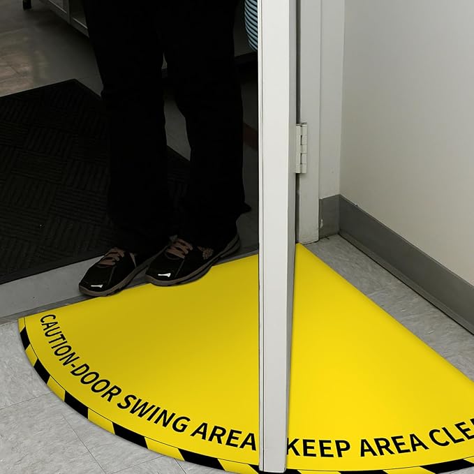 1 Pack Door Swing Caution Floor Sign for Safety Warning Door Swing Area Keep Area Clear Floor Sign Vinyl Non Slip Surface(36 x 36 Inches,Textured,Yellow)