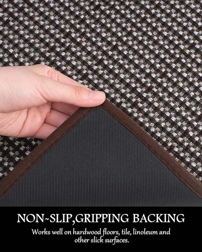 PADOOR Kitchen Rugs and Mats Non Skid Washable - Non Slip Absorbent Kitchen Runner Rugs for Floor, Machine Washable Standing Mats for in Front of Sink,Entryway,Entrance,Door(20"x70",Dark Brown)