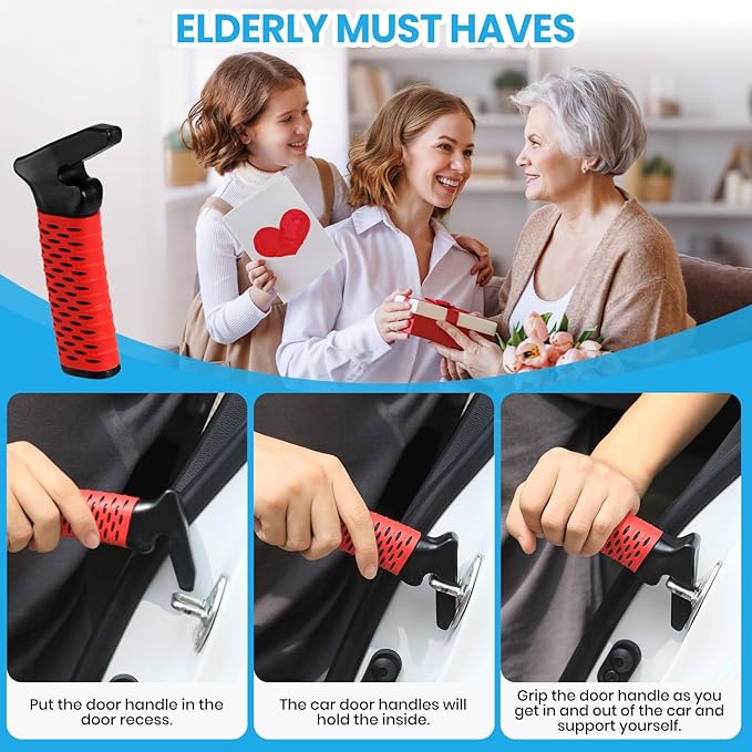 Car Door Handle for Elderly, Car Handle Assist Support Handle, Portable Mobility Aids for Getting Out of Car, Auto Grab Cane for Seniors and Handicapped, 2 Pack