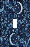 Decorative Light Switch Cover Vintage Moon And Flowers Decor Floral William Morris 1 Gang Single Toggle Device Electrical Faceplate Switchplates Decorator Outlet Wall Plate for Bedroom