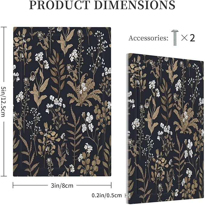 Light Switch Cover Plate Vintage Floral Wildflowers Plant 1 Gang No Device Blank Electrical Wall Plates Faceplate Decorative Switch Plate for Bathroom Home Decor