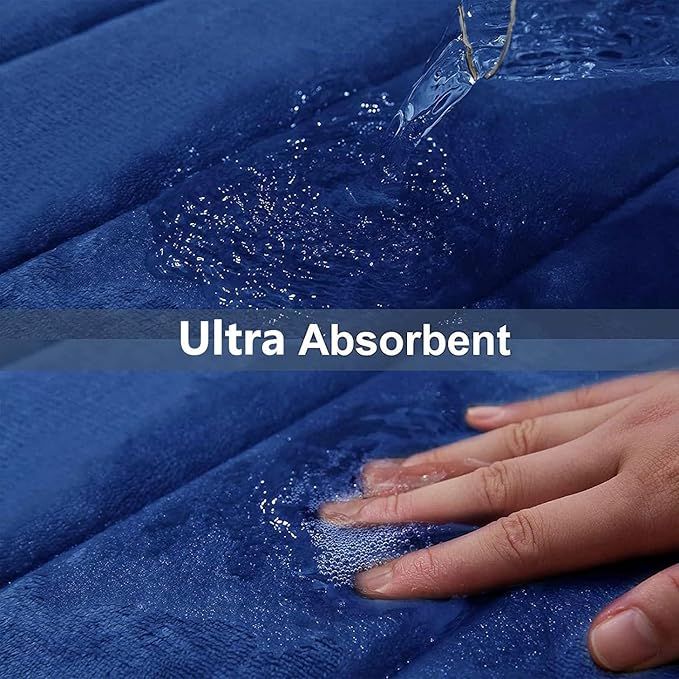 Buganda Memory Foam Bath Mat, 24" x 16", Ultra Soft and Non-Slip Bathroom Rugs, Water Absorbent and Machine Washable Bath Rug for Bathroom, Shower, and Tub, Navy Blue