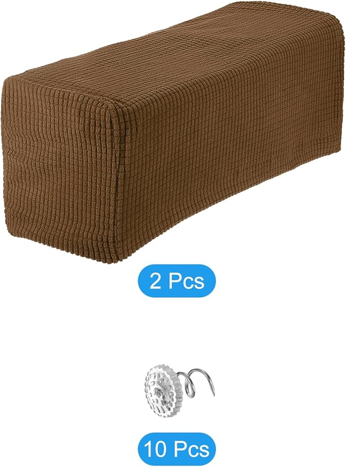 uxcell 2pcs Stretch Armrest Covers for Chairs/Sofas, Couch Arm Covers with Twist Pin, Furniture Protector Slipcovers Coffee
