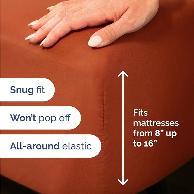 Twin 4 Piece Sheet Set - Cooling & Breathable Bed Sheets - Hotel Luxury Bed Sheets for Women, Men, Kids & Teens - Bedding with Deep Pockets & Easy Fit - Soft and Wrinkle Free - Twin Terracotta Sheets