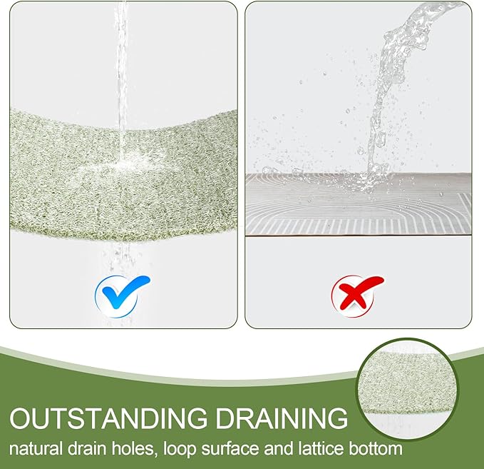 Joyhalo Shower Mat Bathtub Mat Non Slip, Bathmats Non Slip, Quick Drying Foot Scrubber Loofah Mats for Shower, Tub, Bathroom, Home,30x17inch, Mint Green