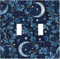 Decorative Switch Plates Vintage Moon And Flowers Decor Floral William Morris 2 Gang Double Toggle Outlet Light Switch Cover Wall Plate Electrical Faceplate for Bedroom Kids room Decor