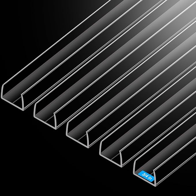 MONOID Drawer Edge Protector, Slip-On Clear Table Corners Guards, Door Kitchen Furniture Bumper, Prevent Wear, Impact Protection, Ease to Cut, 3/4" Thick, 24" Length – Clear, Pack of 5