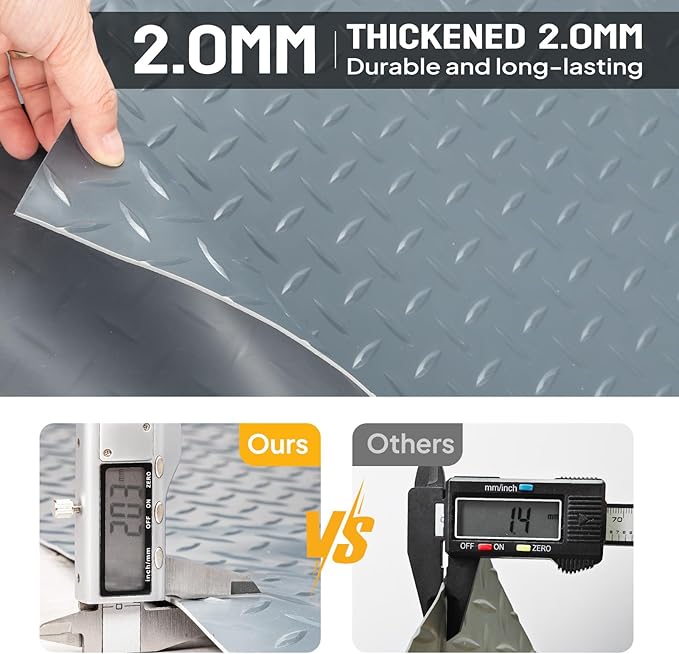 Bonnlo 7.5x20 FT Garage Floor Mat for Under Car,Thickened PVC Roll Floor mats，Waterproof Non Slip Parking Mat,Gray