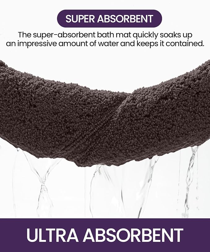 DEXI Bathroom Rugs 43x24, Washable Non Slip Bath Mat for Shower Floor, Absorbent Quick Dry Bathmat with Rubber Backing, Ultra Soft Plush Carpet for Tub, Brown