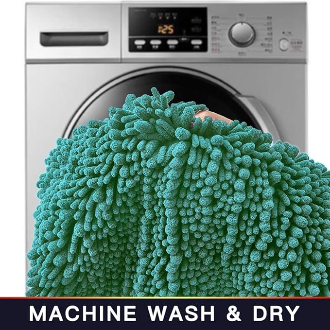 Walensee Large Bathroom Rug Non Slip Bath Mat (24x60 Inch Turquoise) Water Absorbent Super Soft Shaggy Chenille Machine Washable Dry Extra Thick Perfect Absorbant Best Plush Carpet for Shower Floor