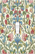 Decorative Light Switch Cover Boho Red Floral Morris Plant Leaves 1 Gang Single Toggle Device Electrical Faceplate Switchplates Decorator Outlet Wall Plate For Farmhouse Cabin Decor