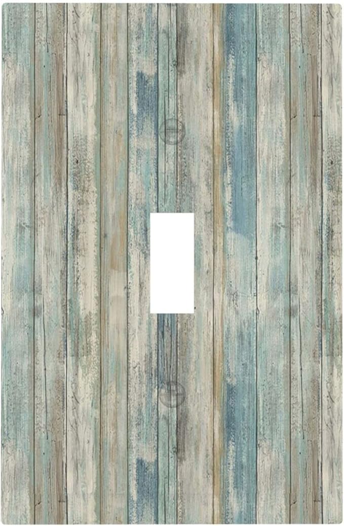 Tea Vintage Wood Plank Distressed Grain Rustic Shiplap Board Single Toggle Light Switch Covers Decorative 1 Gang Wall Plates Cover Electrical Device Switchplate for Farmhouse Bathroom Decor