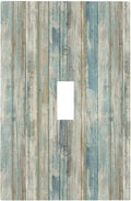 Tea Vintage Wood Plank Distressed Grain Rustic Shiplap Board Single Toggle Light Switch Covers Decorative 1 Gang Wall Plates Cover Electrical Device Switchplate for Farmhouse Bathroom Decor