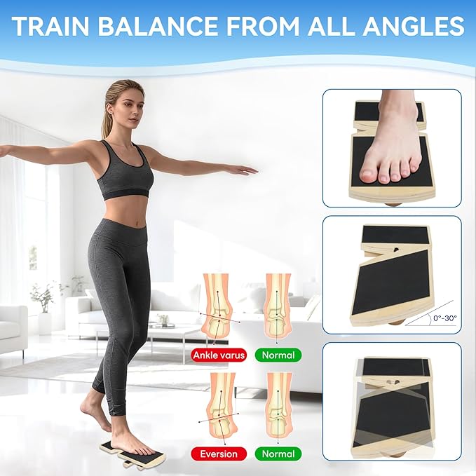 Ankle Balance Board & Ankle Stretcher for Physical Therapy Rehab, Plantar Fasciitis Relief, Stability Training, Christmas Gifts for Dad Mom and Colleagues – Foot Strengthener