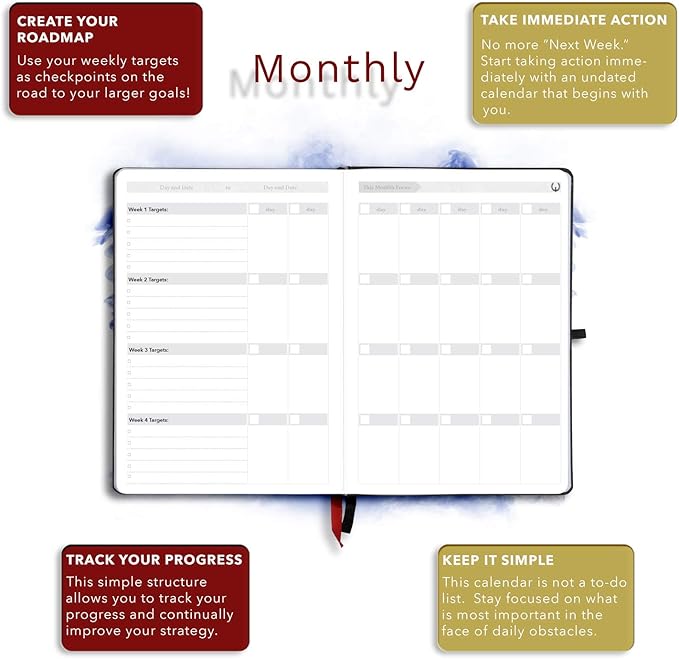 The Phoenix Journal - Best Daily Goal Planner, Organizer, & Calendar for Goal Setting, Gratitude, Happiness, & Productivity - Vision Board & Habit Tracking - 12 Weeks, Undated, Hardcover (Sapphire)