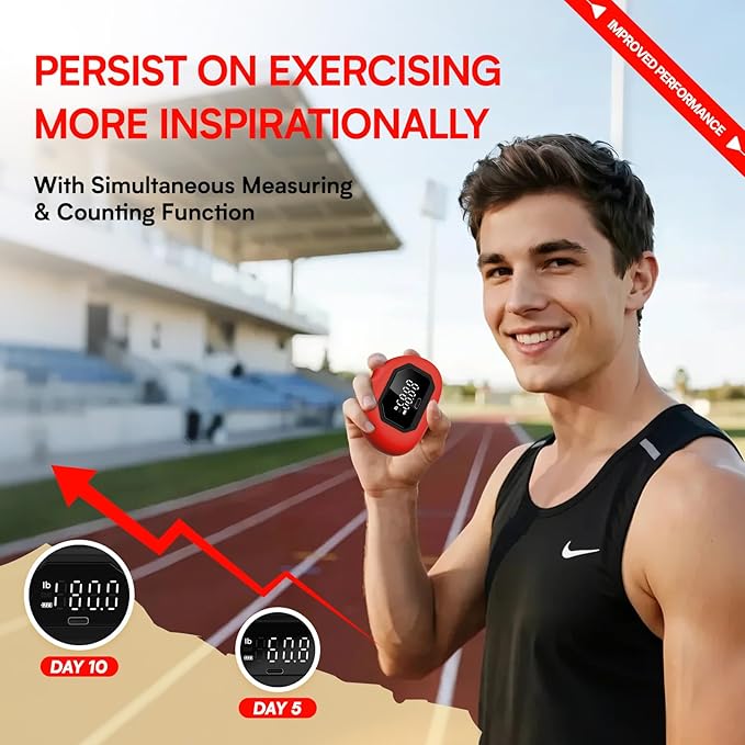 Hand Grip Strength Tester Trainer - Strength Dynamometer for Fun Rechargeable Hand Exercising Device with Finger Exerciser and Stretcher Exercise Workout Equipment