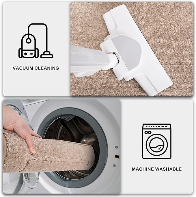 PURRUGS Machine Washable Kitchen Rug Set [2 PCS] (24" x 35.5"+ 24" x 59"), Non-Slip/Skid Kitchen Runner Rugs & Floor Mats, Super Absorbent Soft Standing Mats for Kitchen, Laundry & Sink, Beige