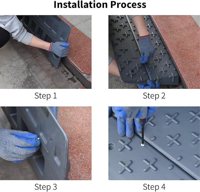 Plastic Slip-Resistant Modular Threshold Ramp - Universal Access Ramp for Wheelchairs, Scooters, Walkers & Safe Pedestrian Passage (6 inch)