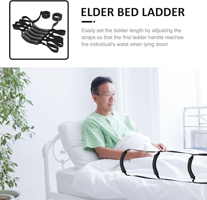 Adjustable Elderly Bed Ladder Pull Up Strap with Four-Layer Strength for Disabled and Seniors, Support Belt for Bed Mobility and Stand-Up Aid