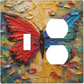 Wallplates Colorful Butterfly Animal Insects Wall Art Abstract 1 Toggle 1 Duplex Switch Plate Electrical GFCI Faceplate Decorative Light Switch Covers for Bedroom Home Decor