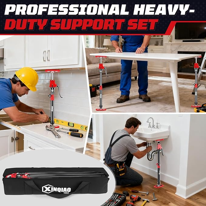 XINQIAO Cabinet Jacks for Installing Cabinets, Heavy Duty Third Hand Tools Adjustable Support Pole from 18.5 in to 29.5 in, 2 PCS