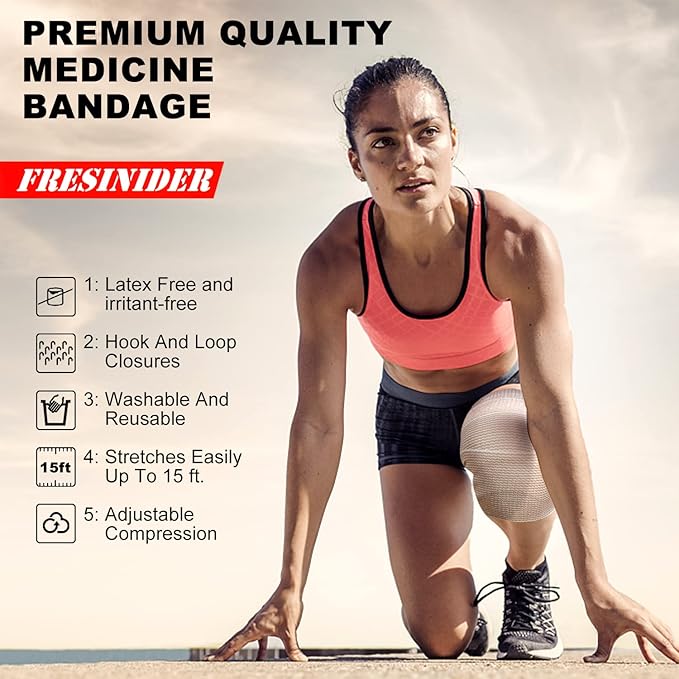 FRESINIDER Premium Elastic Bandage Wrap (7pack) Self Adhesive Cotton Latex Free Compression Bandage Wrap with Touch Closure at Both Ends, Support & First Aid for Sports, Medical, and Injury Recovery