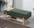 EALSON Modern Storage Bench for Bedroom End of Bed Linen Upholstered Entryway Bench with Shoe Rack Ottoman Window Bench with Wood Frame Farmhouse Long Seating Bench for Hallway/Foyer, Green