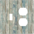 Rustic Distressed Vintage Wood Panel Grain Decorative Light Switch Cover Plate 1 Toggle/1 Duplex Outlet Covers 2 Gang Combo Gfci Wall Plate Electrical Receptacle Switchplate for Bathroom Decor