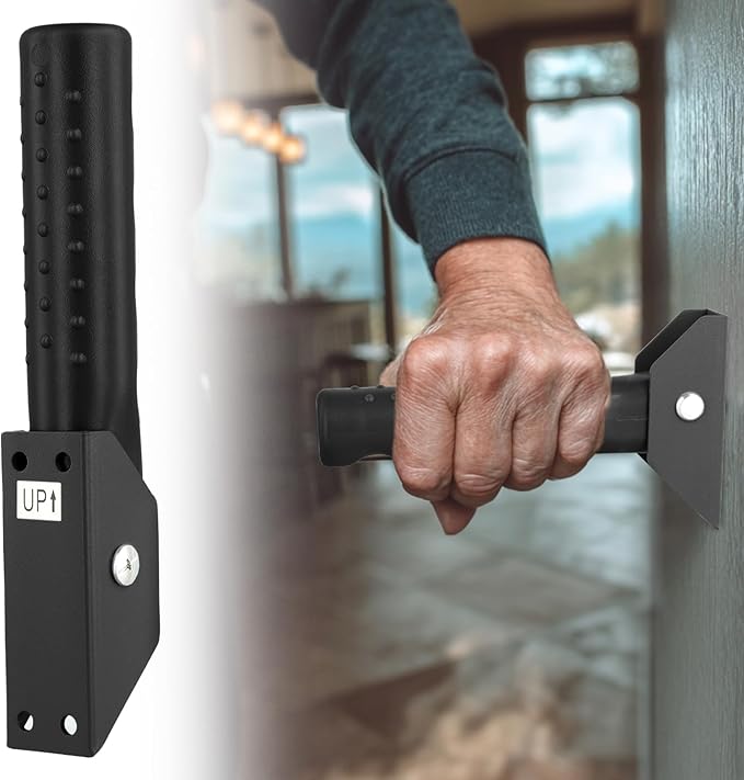 Flip Up Grab Bars for Doorway Stairs for Seniors Elderly, Garage Door Handles Stair Assistance for Elderly, Flip up Doors Grab Bar Not in The Way, Keep Steadily (Black)