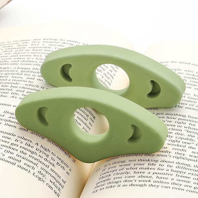 Book Page Holder, 2 Pack Breathable Silicone Thumb Page Holder for Reading, Ideal Book Reader Gifts and Reading Accessories (Medium Size, Green)