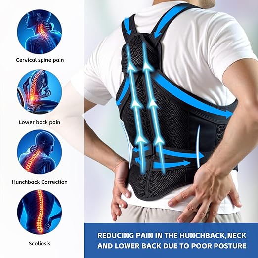 Back Brace Posture Corrector for Women and Men, Upgraded Breathable Full Back Support, Comfortable Shoulder Straightener, Pain Relief for Upper/Lower Back, Support for Scoliosis, Hunchback, Thoracic Spine, (Large)
