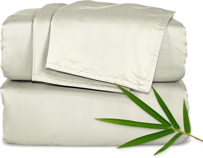 Pure Bamboo Twin Sheets, Genuine 100% Organic Viscose Derived from Bamboo Bed Sheet Set, Luxuriously Soft & Cooling, Double Stitching, 2 Year Quality Promise (Twin, Birch)