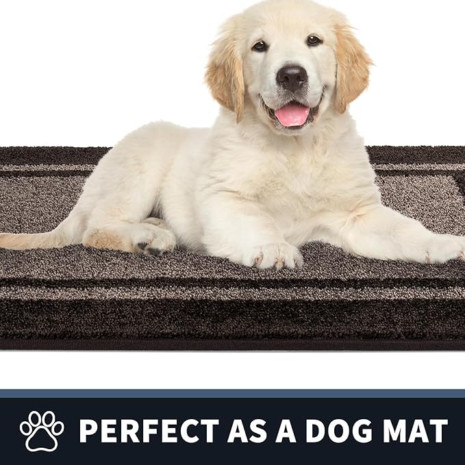 PURRUGS Dirt Trapping Door Mat 24" x 70", Non-Slip/Skid Machine Washable Entryway Rug, Shoes Scraper, Area Rug, Super Absorbent Welcome Mat for Muddy Wet Shoes and Paws, Grayish Brown & Coffee