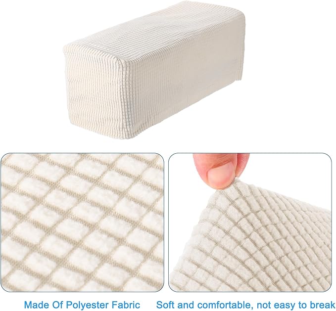uxcell 2pcs Stretch Armrest Covers for Chairs/Sofas, Couch Arm Covers with Twist Pin, Furniture Protector Slipcovers White