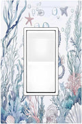 Decorative Outlet Covers Ocean Coral Seahorse Seashell Starfish 1 Gang Single Rocker Light Switch Cover Plate Wall Plates Gfci Faceplate For Bathroom Home Decor