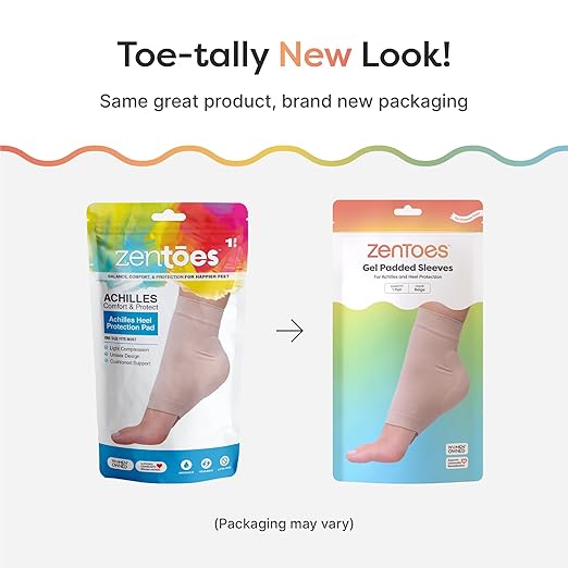 ZenToes Achilles Tendon Support Sleeve, Padded Compression Sleeve for Achilles Tendonitis Relief & Haglunds Heel, Washable Padded Socks & Heel Protectors for Bursitis Relief, 1 Pair