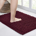 Walensee Bathroom Rug Non Slip Bath Mat (44x24 Inch Burgundy) Water Absorbent Super Soft Shaggy Chenille Machine Washable Dry Extra Thick Perfect Absorbant Best Large Plush Carpet for Shower Floor