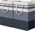 2 Pack Laundry Baskets 75L Large, Waterproof Freestanding Collapsible Laundry Hamper with Reinforced Handles, Blue Clothes Hamper for Dorm, Bathroom, Bedroom, Laundry Room