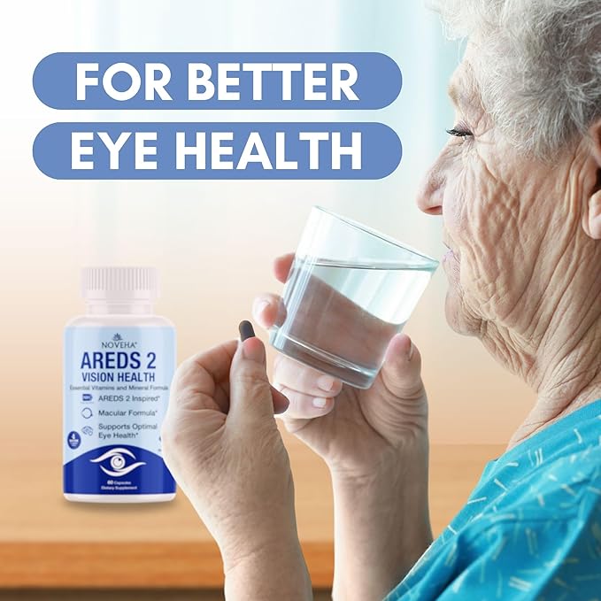 NOVEHA AREDS 2 Eye Vitamin & Mineral Supplement | Vision Support Formula with Lutein, Zeaxanthin, Bilberry, Eyebright & Grape Seed | Supports Eye Health & Macular Function (120 Capsules)
