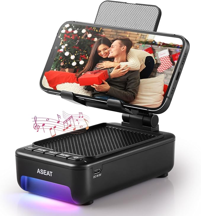 Gifts for Men Him, Cell Phone Stand with Bluetooth Speaker&Led Color Changing Light, Unique Gifts for Women Dad Her Husband, Cool Tech Gadget Wireless Speaker, Birthday Gifts for Men, Ideal Gifts