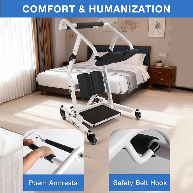 Stand Assist Lift – Sit to Stand Patient Transfer Chair for Elderly & Disabled, 400 lbs Capacity Lift Aid with Adjustable Height – Home & Nursing Care Mobility Support,Black