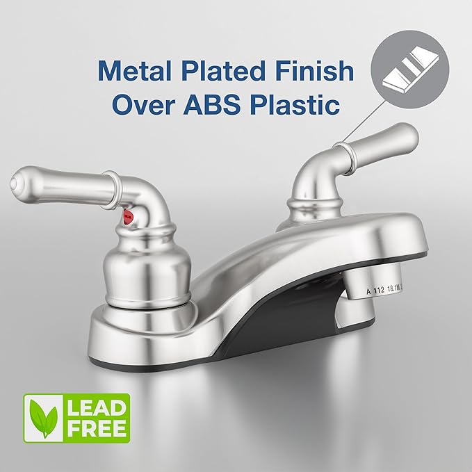 Pacific Bay Lynden Bathroom Sink Faucet - Metallic Plating Over Lightweight ABS Plastic (Brushed Satin Nickel)