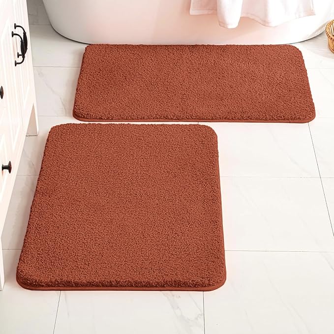MIULEE Rust Absorbent Bathroom Rugs, Soft Large Bath Mats Non-Slip and Quick-Drying for Bathroom Floor Bathtub Showers, Machine Washable Carpet (24 x 36 Inches)
