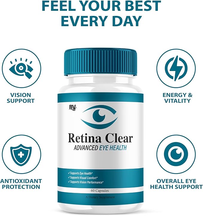 (5 Pack) Retina Clear Advanced Eye Health Supplement, Retina Clear Max Strength Overall Vision & Wellness Supplement, RetinaClear Advanced Vision Support and Eye Health Formula Pills (300 Capsules)