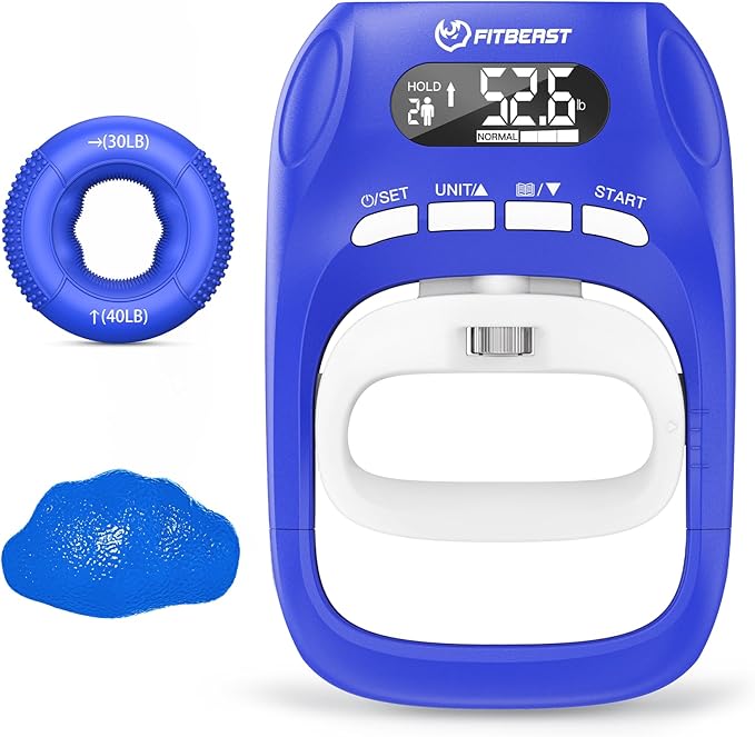 FitBeast Grip Strength Tester Set with Hand Strengthening Tools – Track Progress, Build Strength & Support Hand Recovery (3-in-1 Kit)